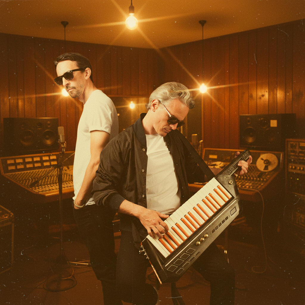 Members of Max Love band in recording studio 2